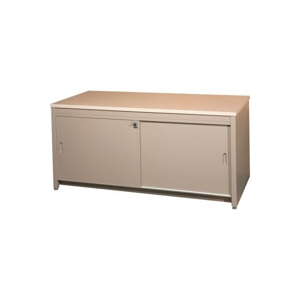 Datum Filing Systems 62-3/8"W Console Table w/ Doors, Regal Cherry Laminate Top Medium Gray Finish CTA62SSD-L20-T23 - main